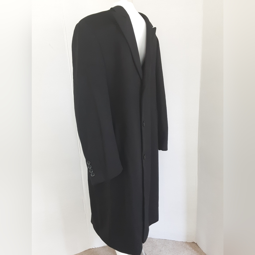 CALVIN KLEIN Black Wool Blend Long Dress Overcoat Sz 42R - EUC